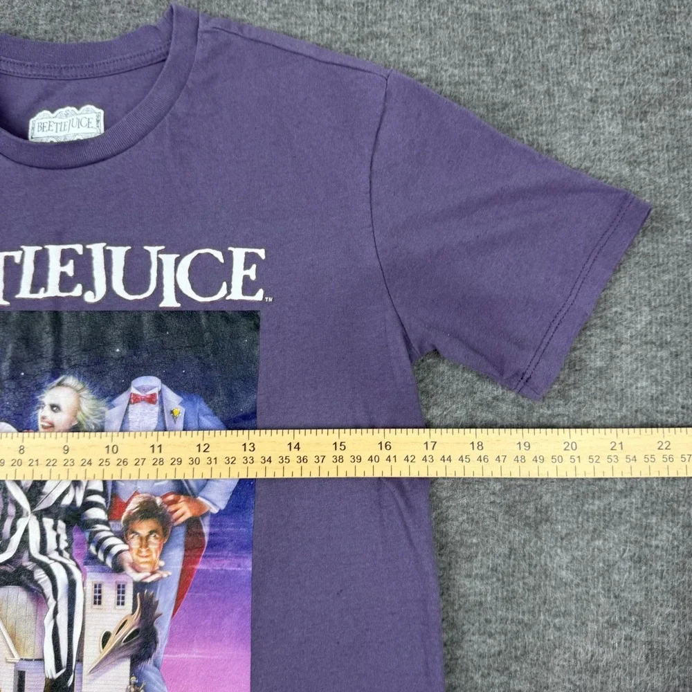 Beetlejuice Graphic T-Shirt Kids Medium‎ Purple Movie Poster Short Sleeve Tee